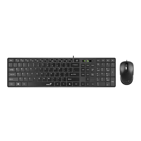 Set tastatură Genius și mouse Smilstar C126, cu cablu 1.5 m și cirilizare, USB, 3 butoane pe mouse, negru