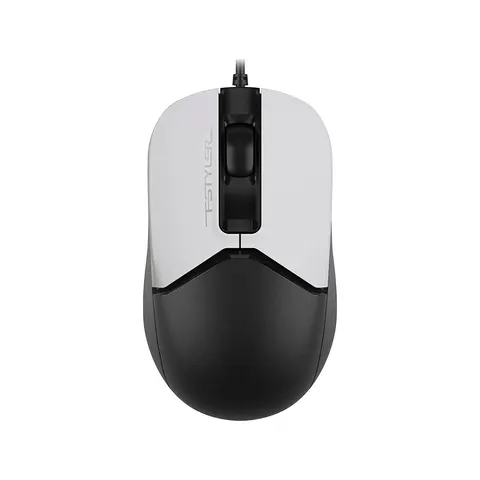 Mouse A4Tech Fstyler FM12S, cu fir, silențios, USB, 3 butoane, alb-negru