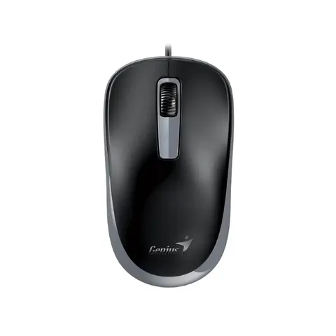 Mouse Genius DX-125S, cu fir, silențios, USB, 3 butoane, negru-gri