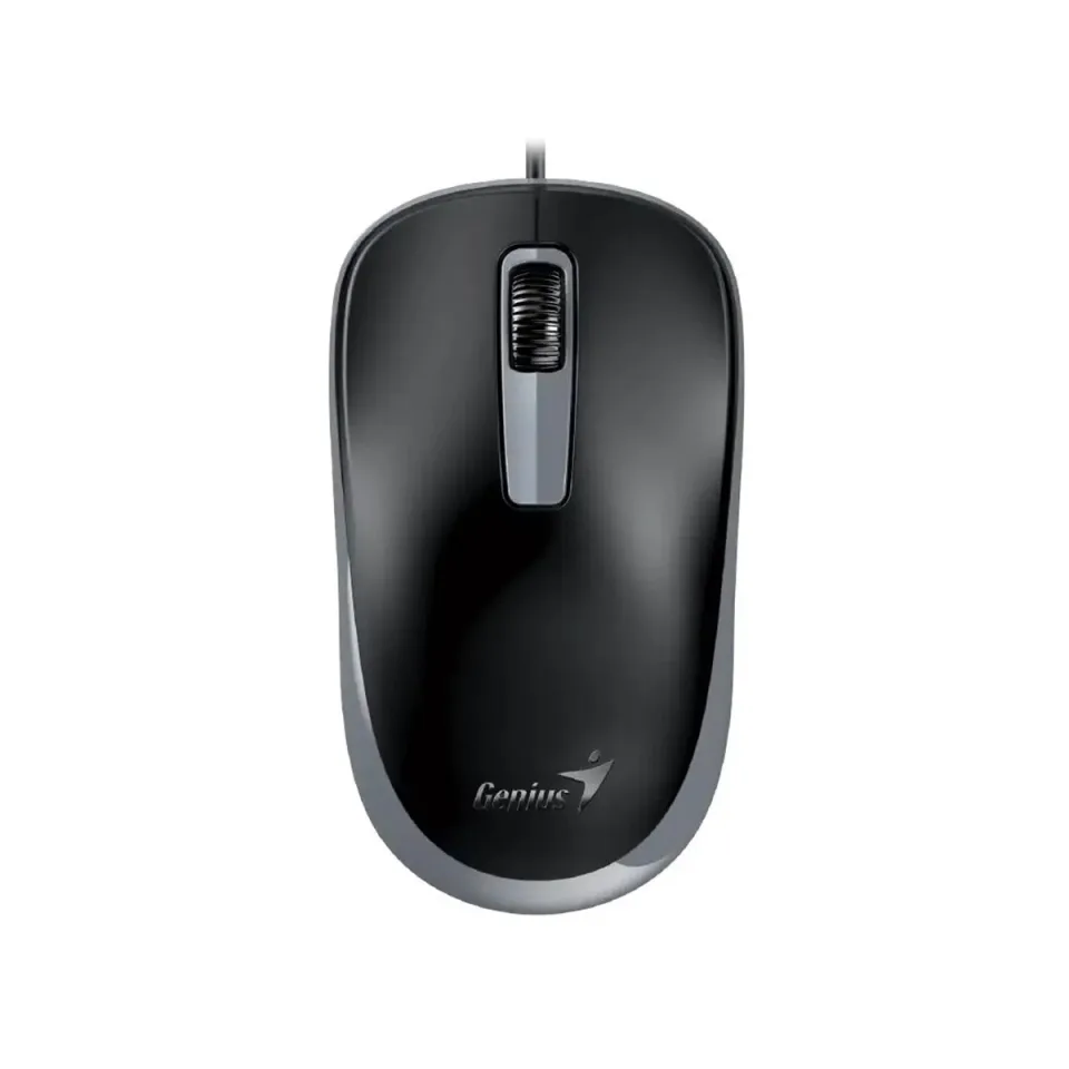 Mouse Genius DX-125S, cu fir, silențios, USB, 3 butoane, negru-gri
