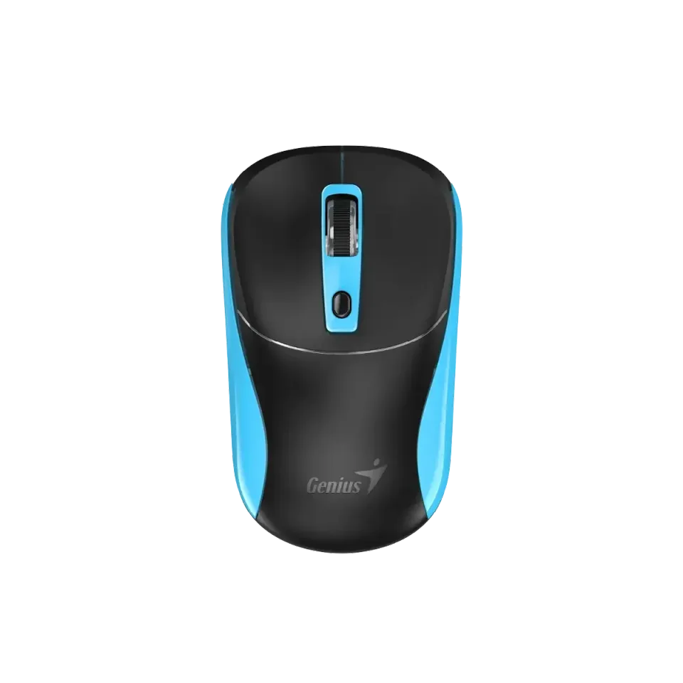 Mouse Genius NX-7123, wireless, AI Copilot, USB, 4 butoane, AA, negru-albastru