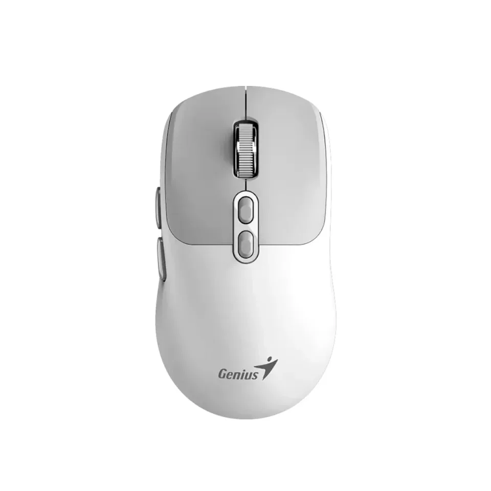 Mouse Genius NX-8080S, wireless, Bluetooth, Bluetooth/USB, 7 butoane, AA, alb-gri