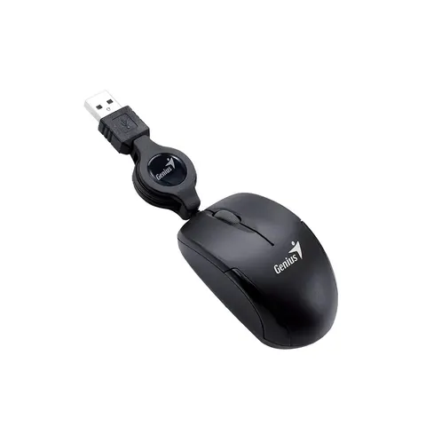 Mouse Genius Micro Traveler, cu cablu, USB Type-A, 3 butoane, negru