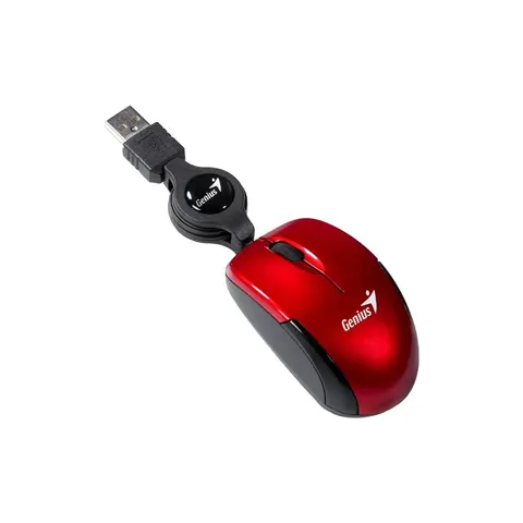 Mouse Genius Micro Traveler, cu cablu, USB Type-A, 3 butoane, roșu