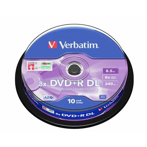 DVD+R Verbatim, 8,5 GB, 8x, Double Layer, 10 bucăți în suport