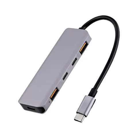 USB Hub TNB, 5 în 1, USB Type-C, gri