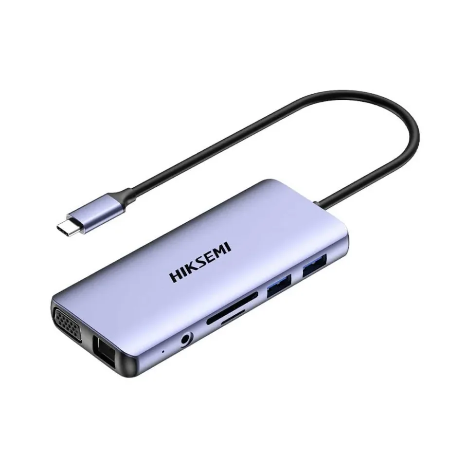 Hub USB Hiksemi DS11, 4K, HDMI, VGA, SD, TF, USB 3.0, USB 2.0