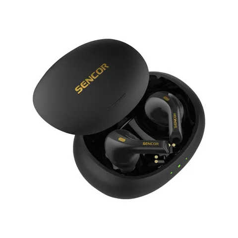 Căști Sencor SEP 560 BK, wireless, cu Bluetooth, cu carcasă de încărcare, 102 dB, negru