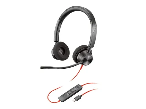 Căști HP Poly Blackwire 3320, cu cablu 2.17 m, cu microfon, adaptor USB Type-C/Type-A, USB Type-C/USB Type-A, 94 dB