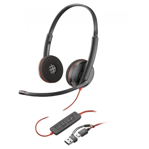Cască cu microfon HP Poly Blackwire 3220, USB Type-C + adaptor USB Type-C/Type-A