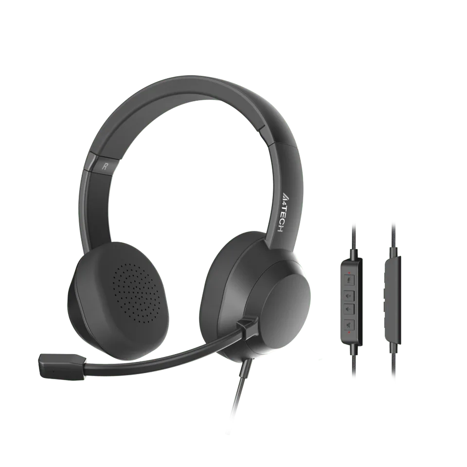 Căști A4Tech Fstyler FH150U, USB, cu cablu 2 m și microfon, 98 dB, negru