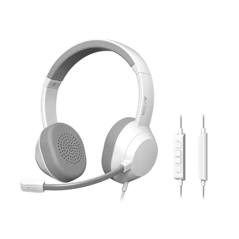 Căști A4Tech Fstyler FH150U, USB, cu cablu 2 m și microfon, 98 dB, alb