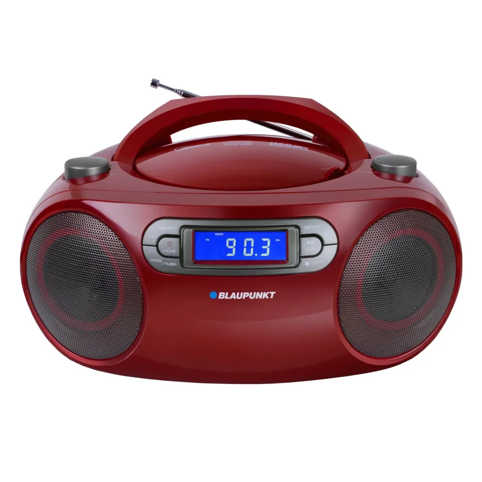 Radio Blaupunkt Boombox BB18RD, FM/CD/MP3/USB/AUX, roșu, 4 W