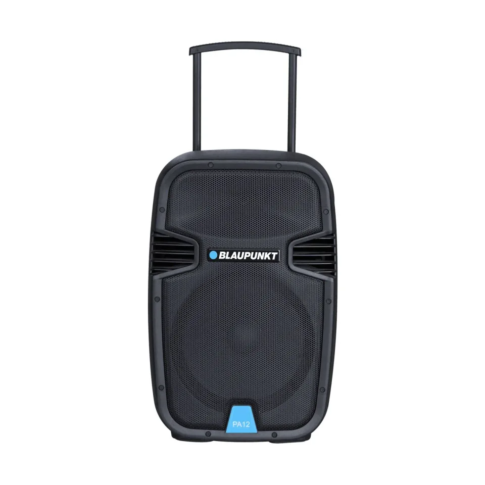 Boxă Blaupunkt PA12, karaoke, cu Bluetooth, radio FM, USB/SD/AUX, 650 W, cu 1 microfon cu fir, negru
