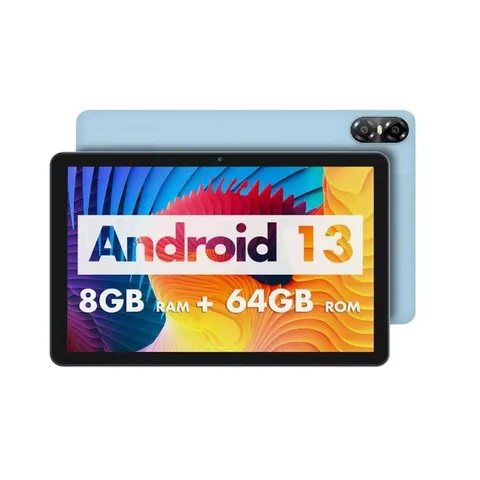 Tabletă Pritom E10, 10'', Octa Core, 64 GB, 8 GB RAM, Android 13, IPS, A523 Octa Core, cameră frontală 2 MP, albastru deschis