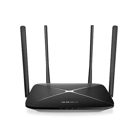 Router Mercusys AC10, AC1200, wireless, 4 antene, 2.4/5 GHz, 3 porturi Ethernet, negru