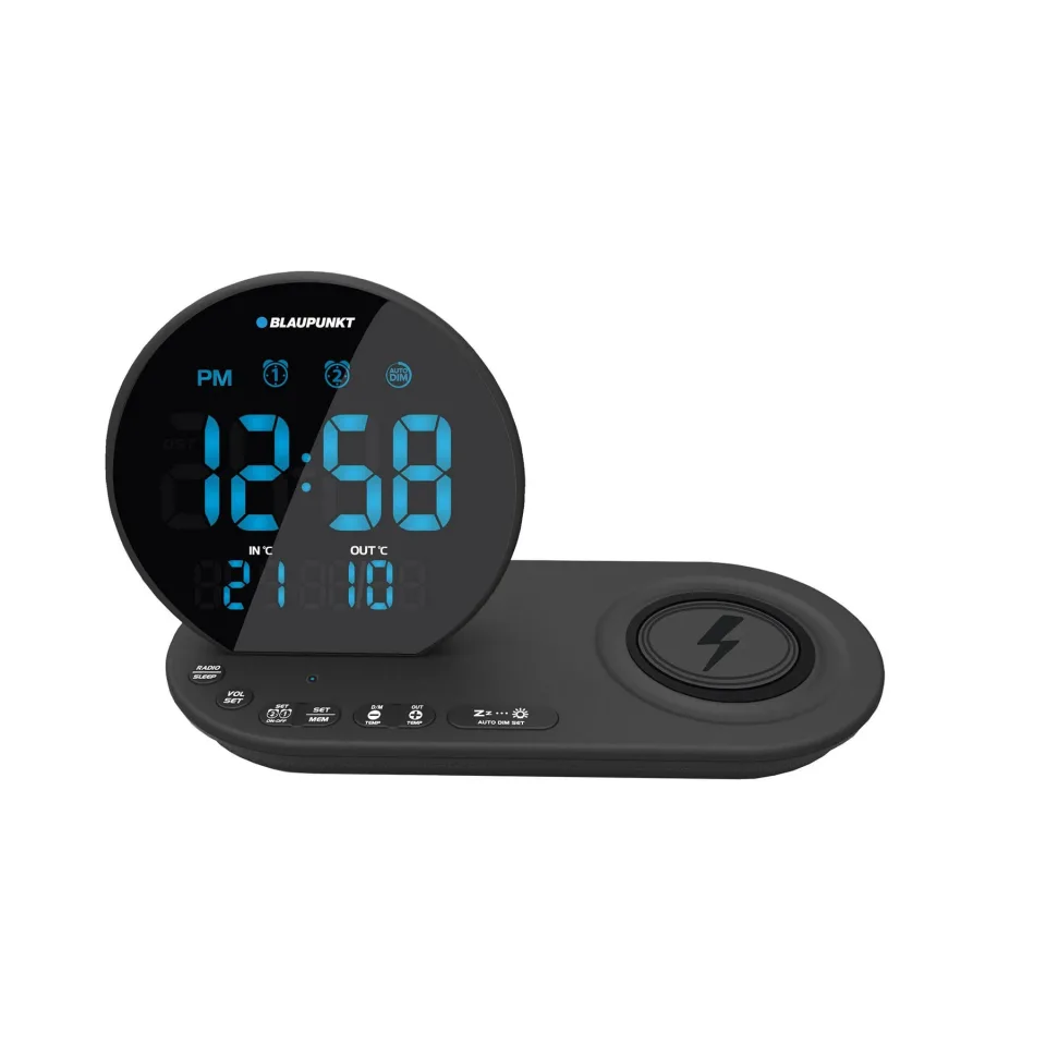 Ceas radio Blaupunkt CR85BK, radio FM, temperatură, USB/WC/IN/OUT, 5 V, negru