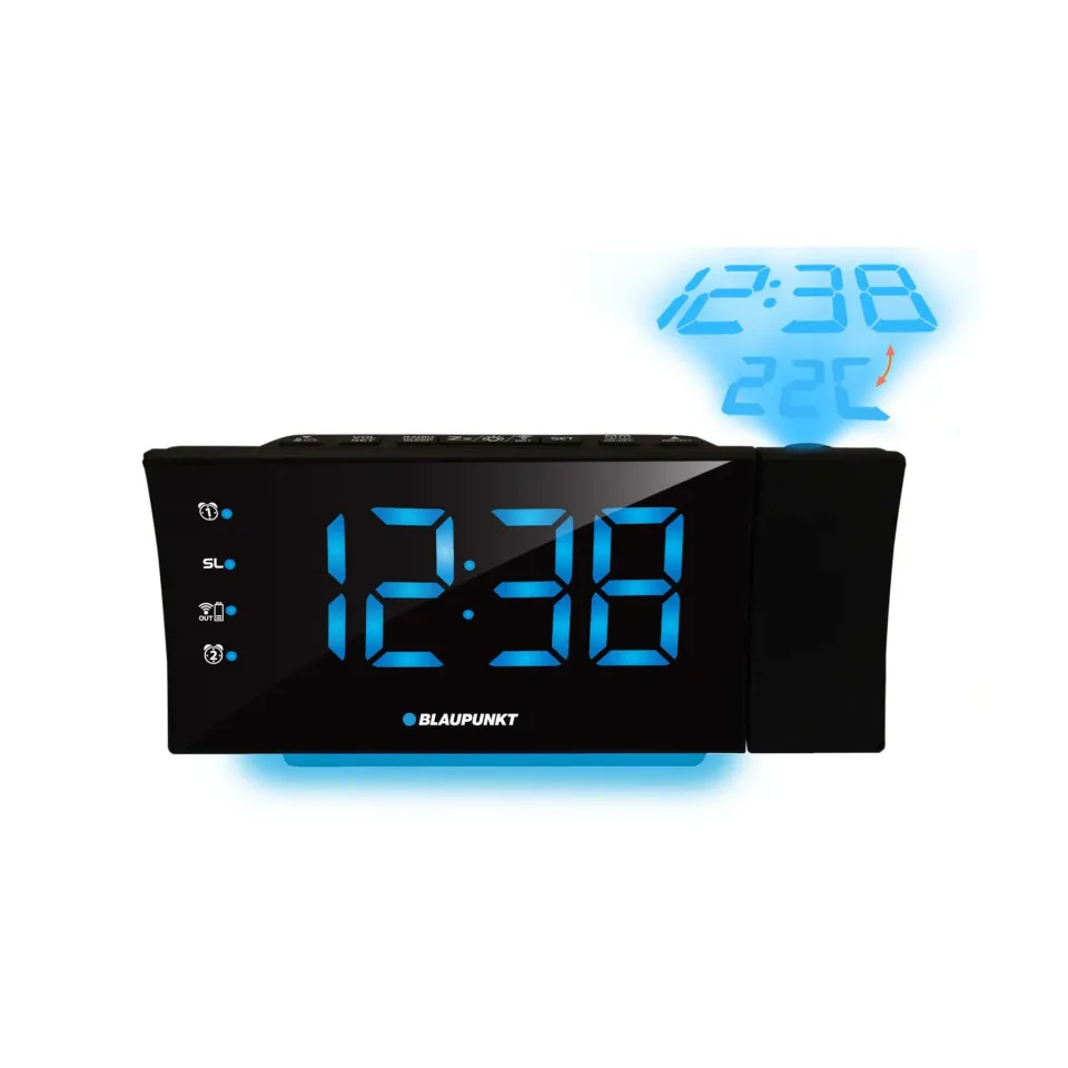 Ceas cu radio Blaupunkt CRP81USB, radio FM, USB, cu proiecție, 5 V, 6 W, negru