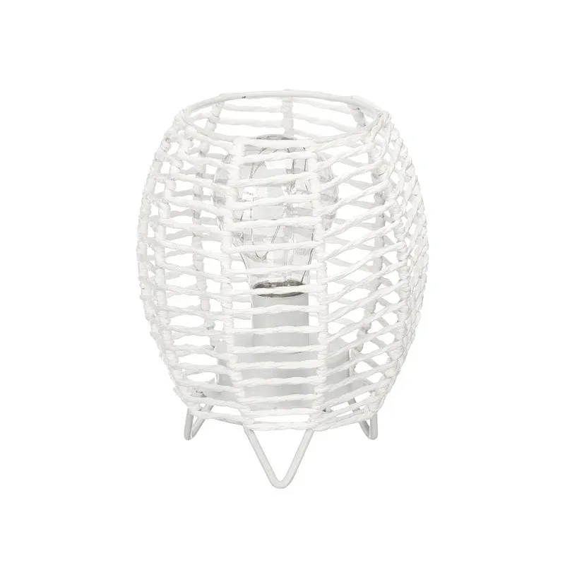 Lampă de birou Giftdecor, rotundă, cu frânghie, albă