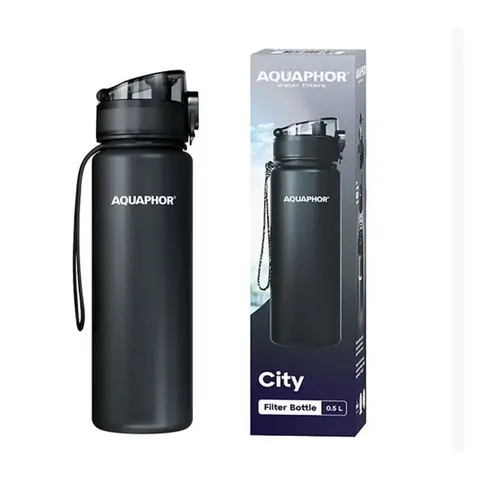 Sticla filtrantă Aquaphor City, tritan, 500 ml, neagră