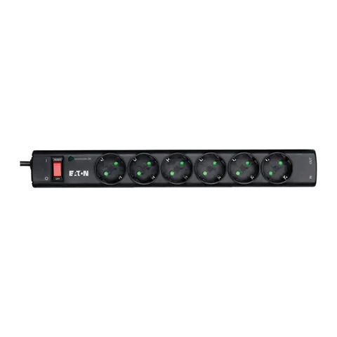 Prelungitor Eaton Protection Strip, cu 6 prize, curent maxim 10 A, 2500 W, negru
