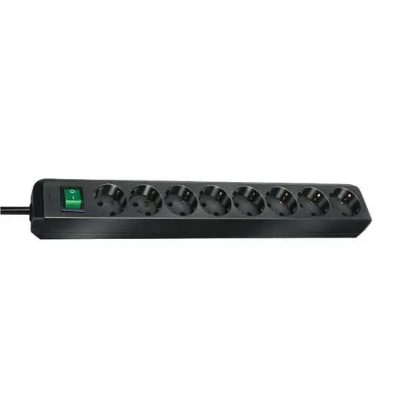 Prelungitor Brennenstuhl Eco-Line, 8 prize, cablu 3 m, negru