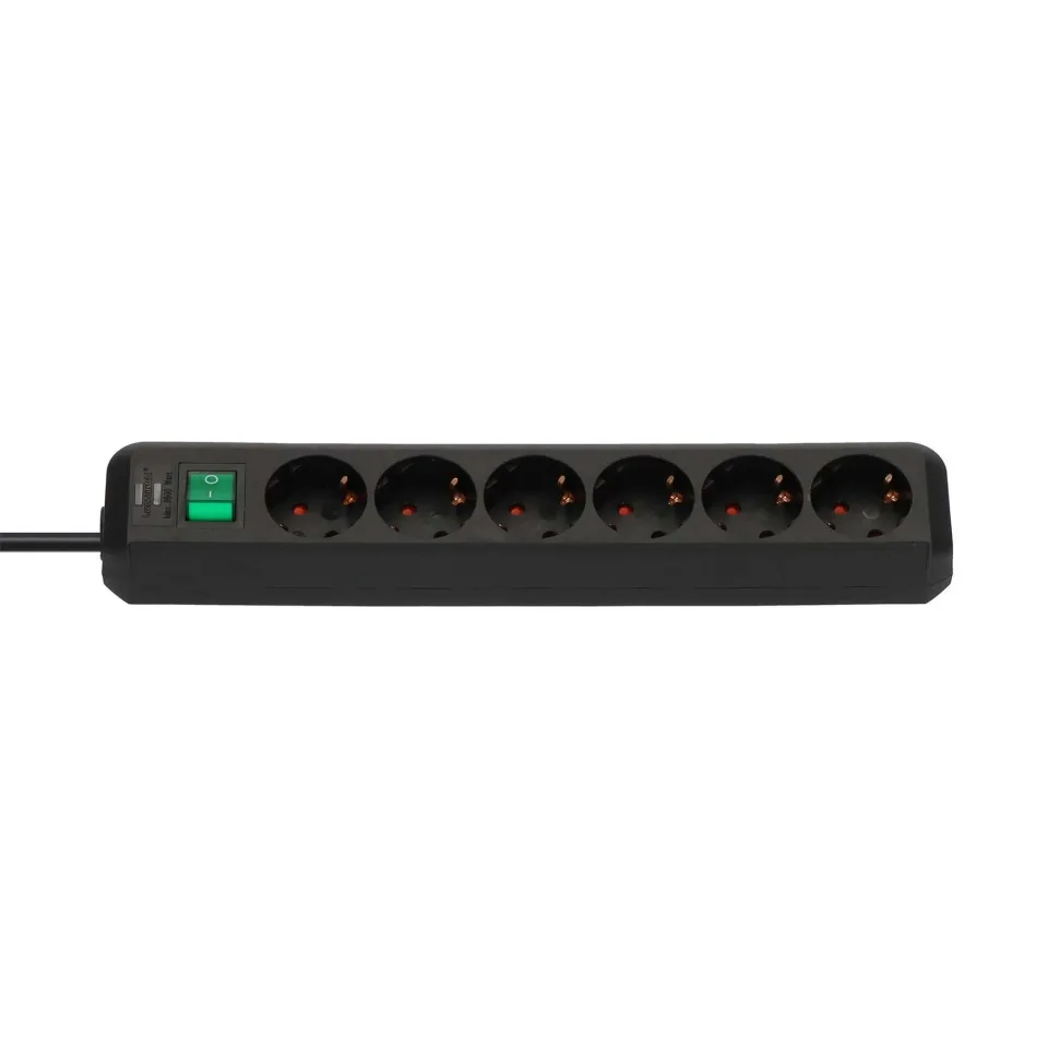 Prelungitor Brennenstuhl Eco-Line, 6 prize, cablu 1,5 m, negru