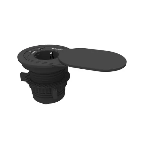 Fellowes Ampra Power Spot Prelungitor, Schuko, 1 priză, 1 USB Type-A, 1 USB Type-C, Negru