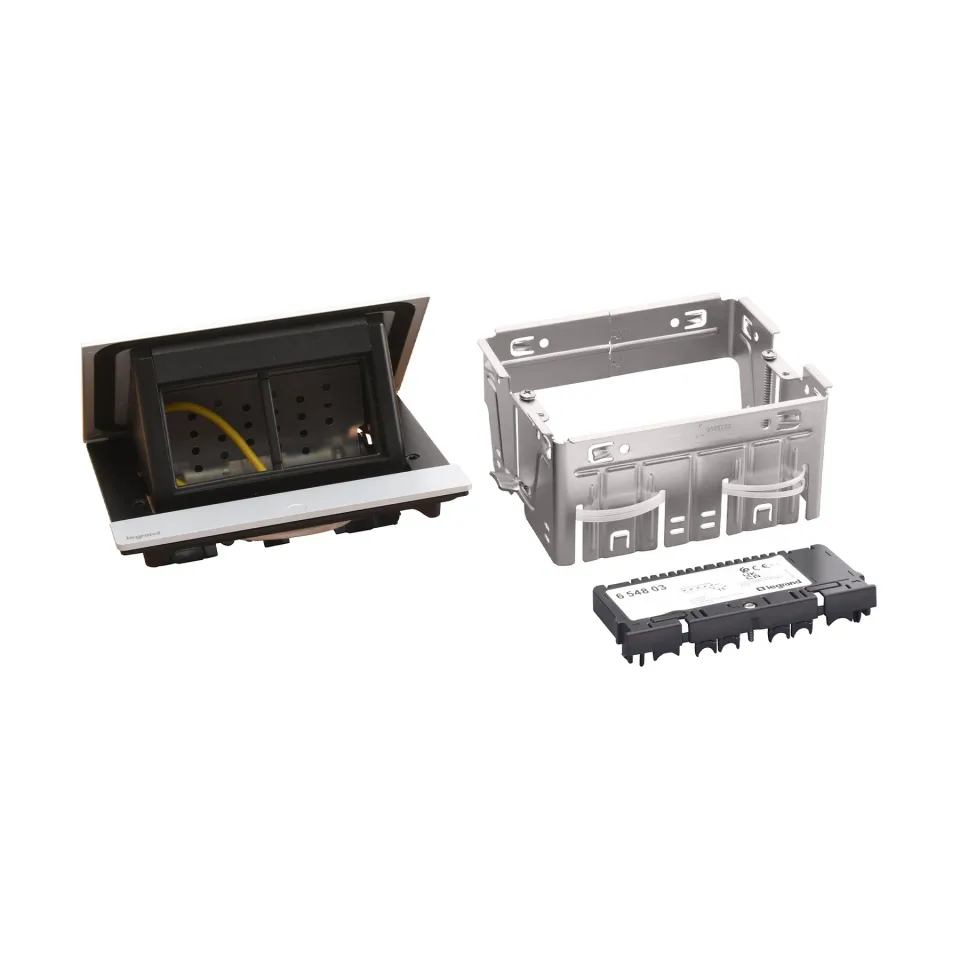 Cutie de mobilier Legrand Incara Pop-up, cu 4 module, culoare aluminiu