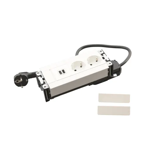 Cutie mobilier Legrand Incara, cu 6 module, 2x2P+E, USB A+C, 15 W, albă