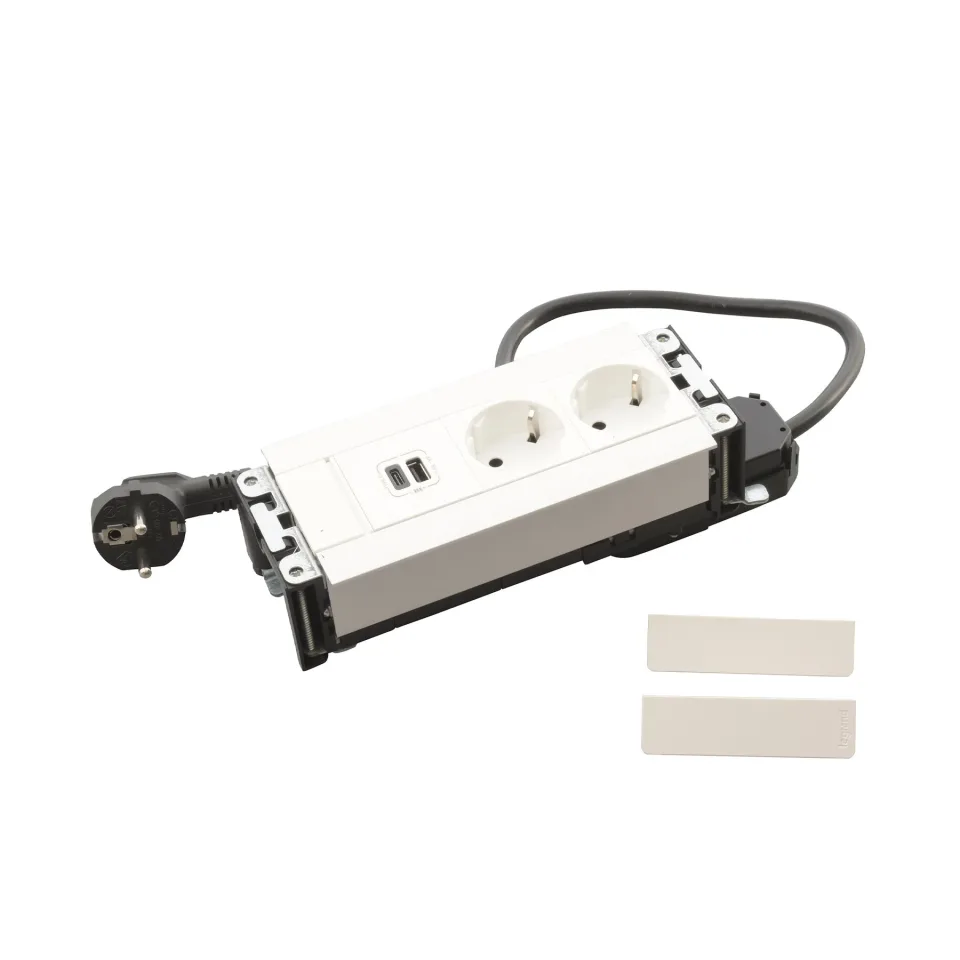 Cutie mobilier Legrand Incara, cu 6 module, 2x2P+E, USB A+C, 15 W, albă