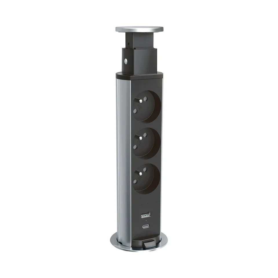Coloană mobilier Legrand Incara Tower 60, 3x2P+E, cu USB, negru