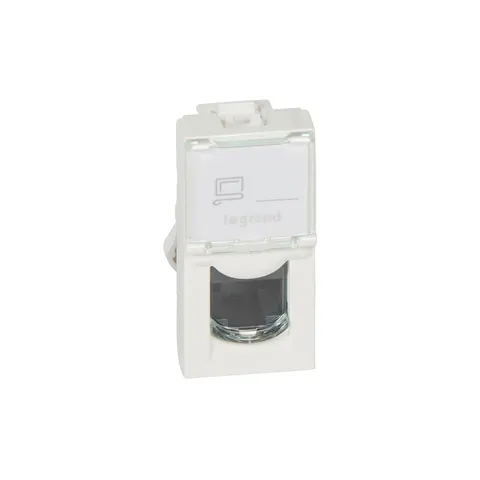 Priză Legrand Mosaic, RJ45, FTP Cat 6, cu 1 modul, albă