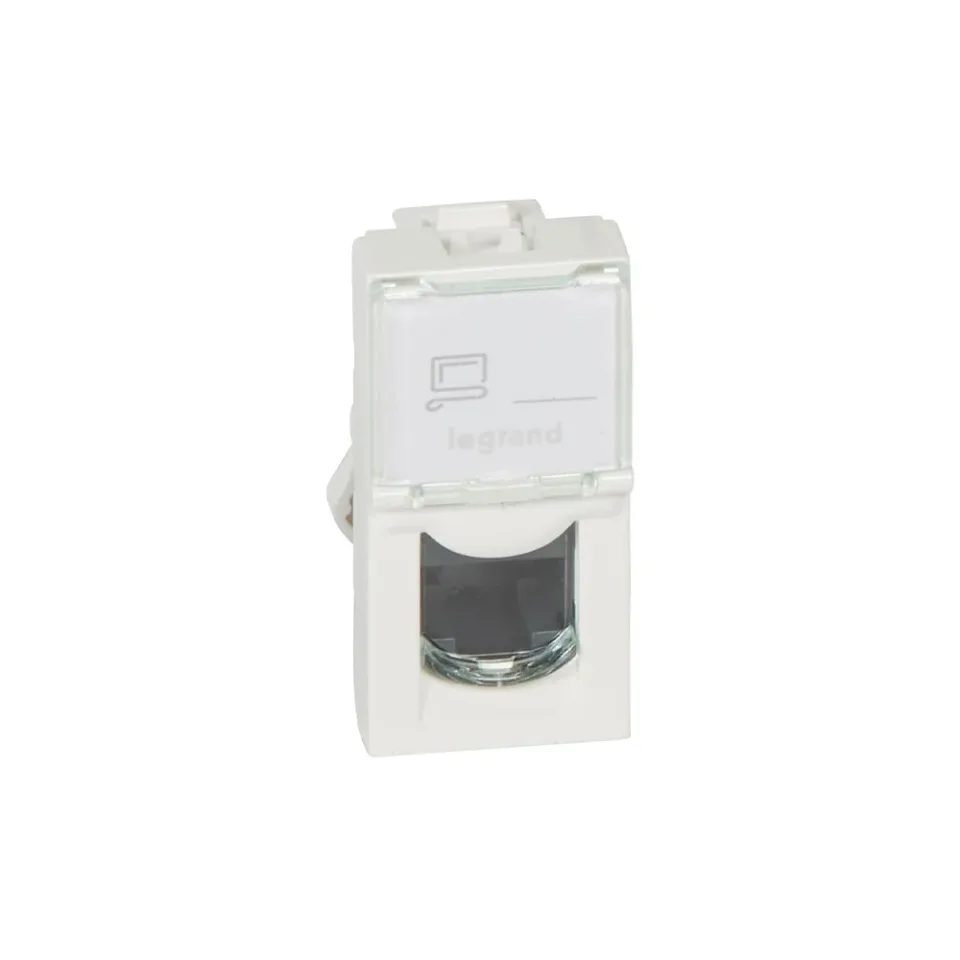 Priză Legrand Mosaic, RJ45, FTP Cat 6, cu 1 modul, albă