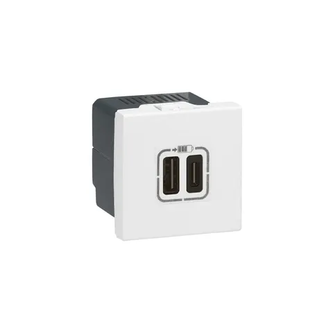 Priză Legrand Mosaic, 2 x USB Type-C, cu 2 module, albă