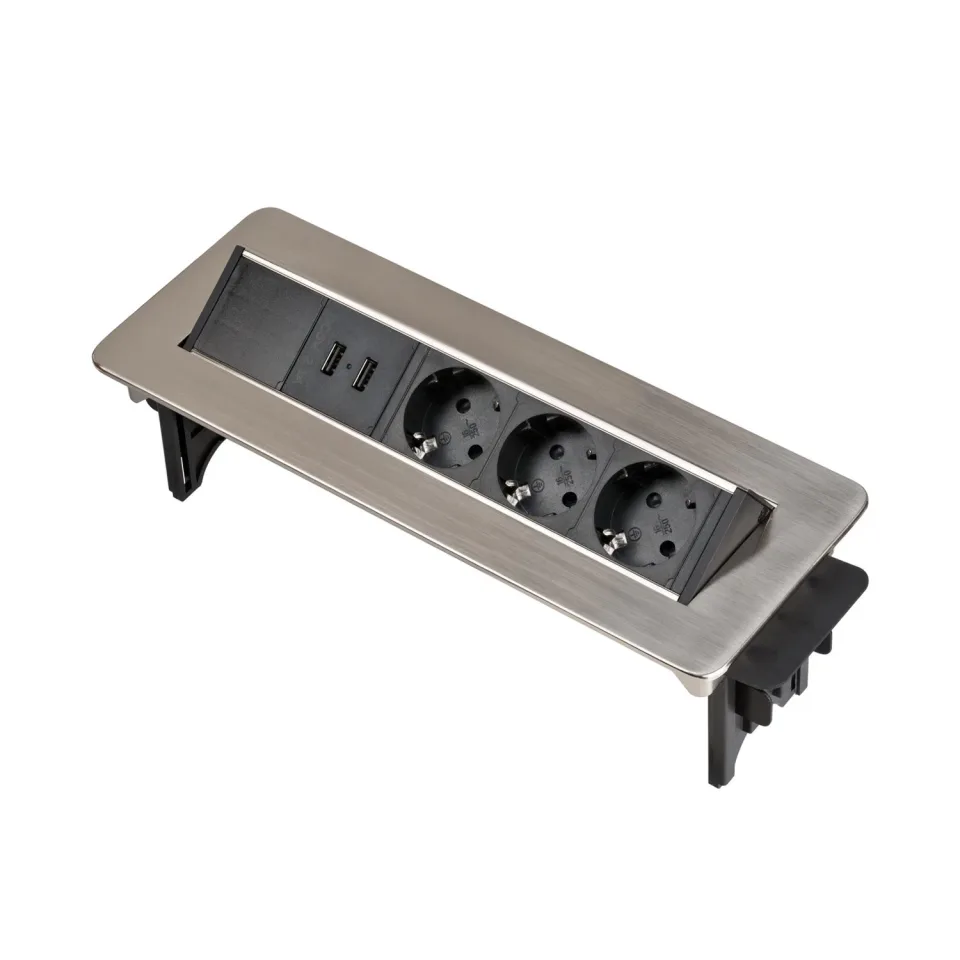 Doză pardoseală Brennenstuhl, 3 prize, 2 x USB Tip-A, negru