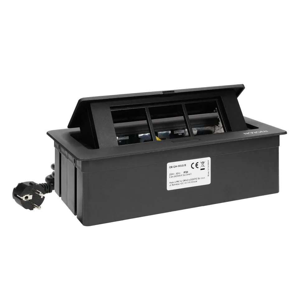 Cutie mobilier Orno, pentru montaj, 3xM45, neagră