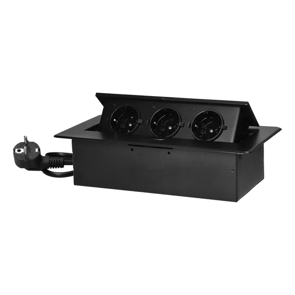 Cutie mobilier Orno, pentru încastrat, 3xP+E, negru