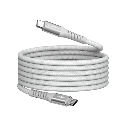 Cablu Verbatim Sync & Charge, magnetic, USB Type-C la USB Type-C, 60 W, 120 cm, gri