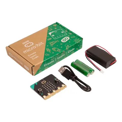 Placă BBC Micro:bit V2, cu baterii, cablu USB Type-A, baterii AAA