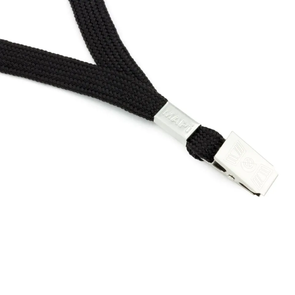 Șnur pentru ecuson Office 1, cu clemă, textil, negru, 5 bucăți