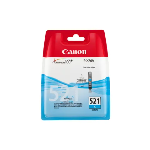 Cartuș original Canon CLI-521, 505 pagini/5%, Cyan
