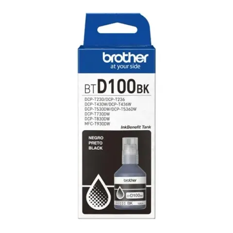 Sticlă de cerneală originală Brother BT-D100BK, 7500 pagini la 5% acoperire, Negru