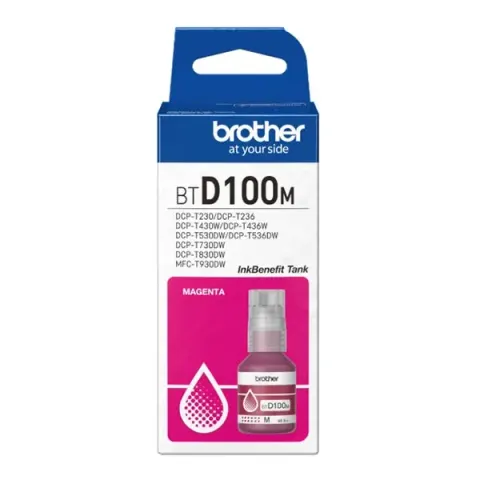 Recipient original cu cerneală Brother BT-D100M, 5000 pagini la 5% acoperire, Magenta