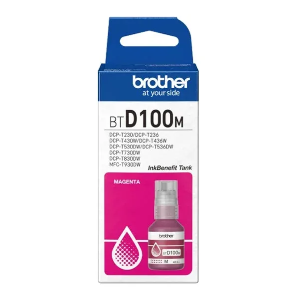 Recipient original cu cerneală Brother BT-D100M, 5000 pagini la 5% acoperire, Magenta