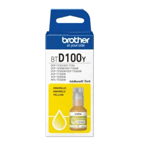 Sticlă originală de cerneală Brother BT-D100Y, 5000 pagini la 5% acoperire, Galben