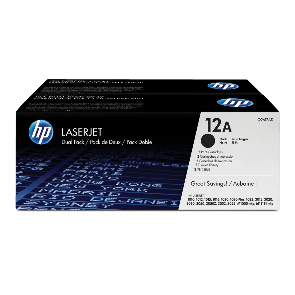 HP Toner Q2612AD, 2000 pagini/5%, Negru, 2 bucăți