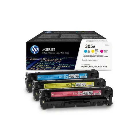 HP Toner CF370AM, 305A, Cyan, Magenta, Yellow, 3 bucăți