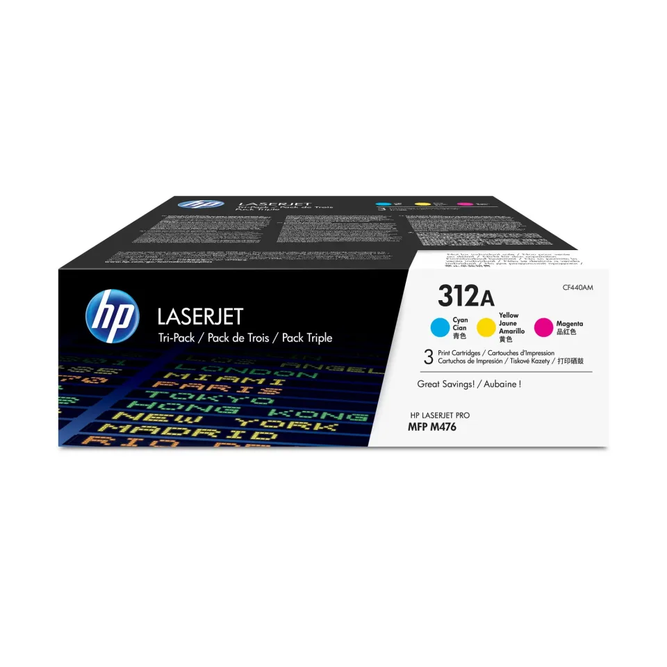 HP Toner pachet de 3 CF440AM, 312A, Cyan, Galben, Magenta