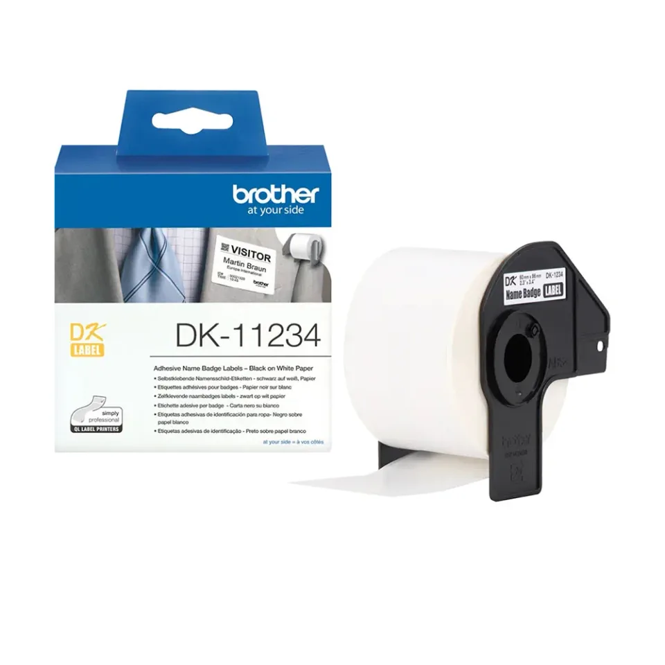 Bandă etichetă Brother DK11234, 60 x 86 mm, imprimeu negru pe bandă albă, 260 bucăți